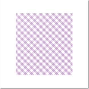 Lavender and White Check Gingham Plaid Posters and Art
